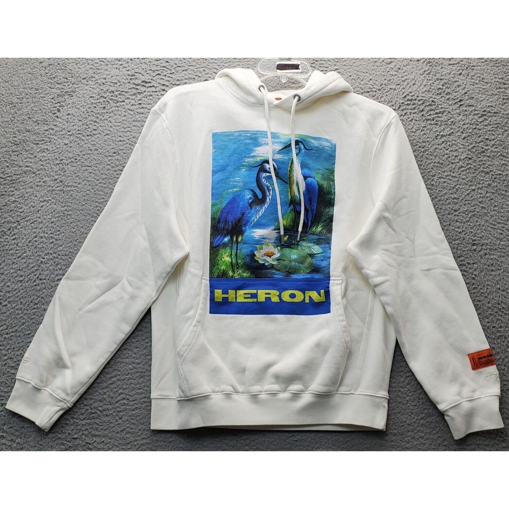 Heron Preston Oversized Hoodie Unisex XS Multi Graphic Print Fleece Lined Pocket